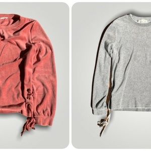 LOT OF 2 Flirty Velour Tie Tops, Rose Gold & Gray-Size M